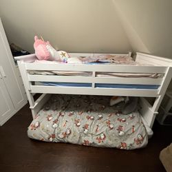 White Loft bunk Bed W Stairs