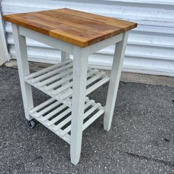 Modern Wooden Top Rolling Kitchen Island Cutting Board Cart! Great condition! 23x20x33in