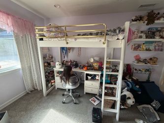 USED Pottery Barn Teen Waverly TWIN Loft Bed WHITE