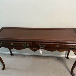 Vintage Cherry Queen Anne Console Sofa Hall Table With Shell