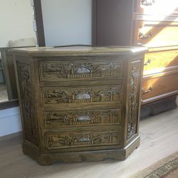 Corner Shelf Wooden Ornate Engraved