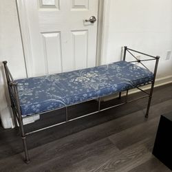 Gray Metal Bench with Cushion 