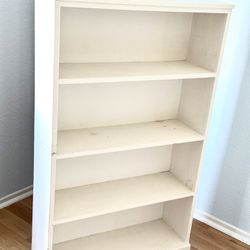 Wood Thin White 4 Shelf Bookshelf