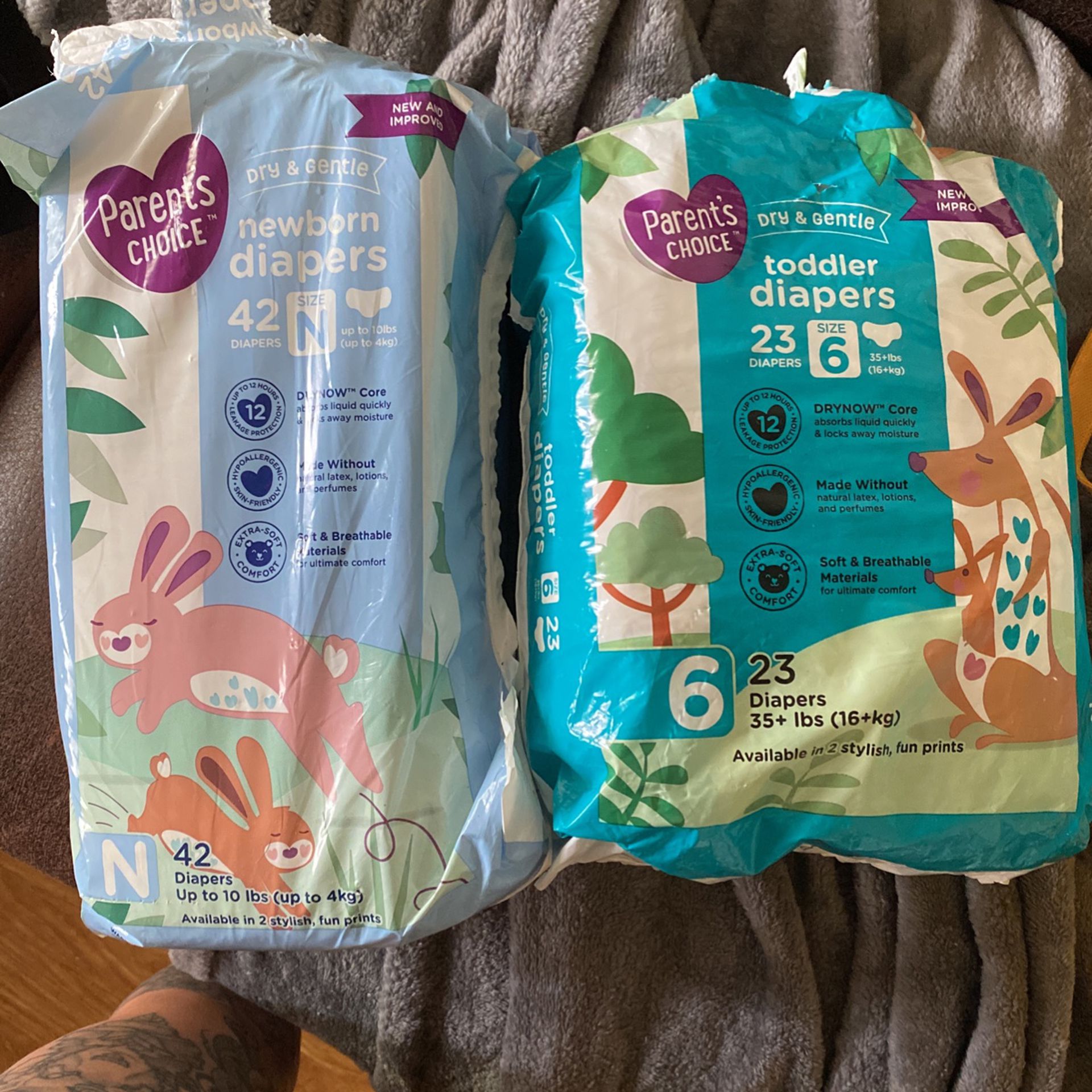 FREE PARENTS CHOICE DIAPERS, Size N And 6. Good For Diaper cakes 