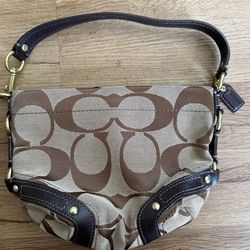 Vintage COACH Small Mini Hobo Signature Shoulder Bag -Brown Canvas