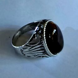 SMOKEY TOPAZ MENS STAINLESS NEW SIZE 9 CLASSIC FOREVER STAINLESS SILVER RING