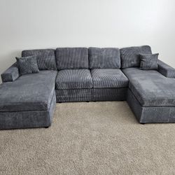 Brand New 4 Pcs Sectional Doble Chaise Dark Grey Corduroy Fabric $489 $489 $489