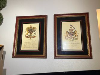 Set of 2 crests beautifully framed
