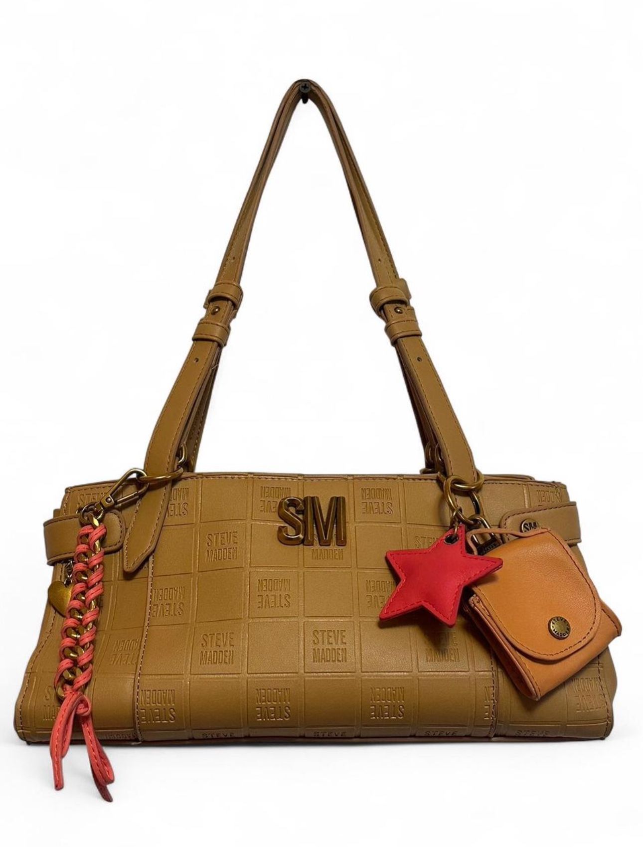 Steve Madden Tan Shoulder Purse With Bag Charms
