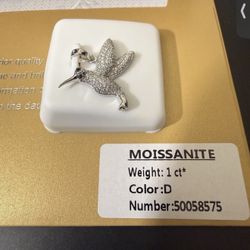 Humming Bird Pendant GRA Moissanite 925 Sterling Silver