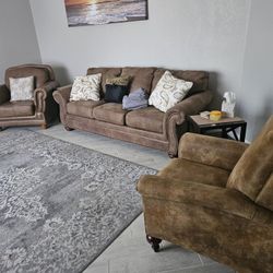 Queen size sleeper sofa two chairs