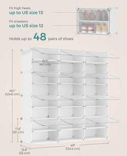 SONGMICS Shoe Rack Organizer 12-Tier Shoe Storage Cabinet - White