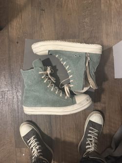 RICK OWENS DRKSHDW Corduroy Ramones in Aqua/Milk
