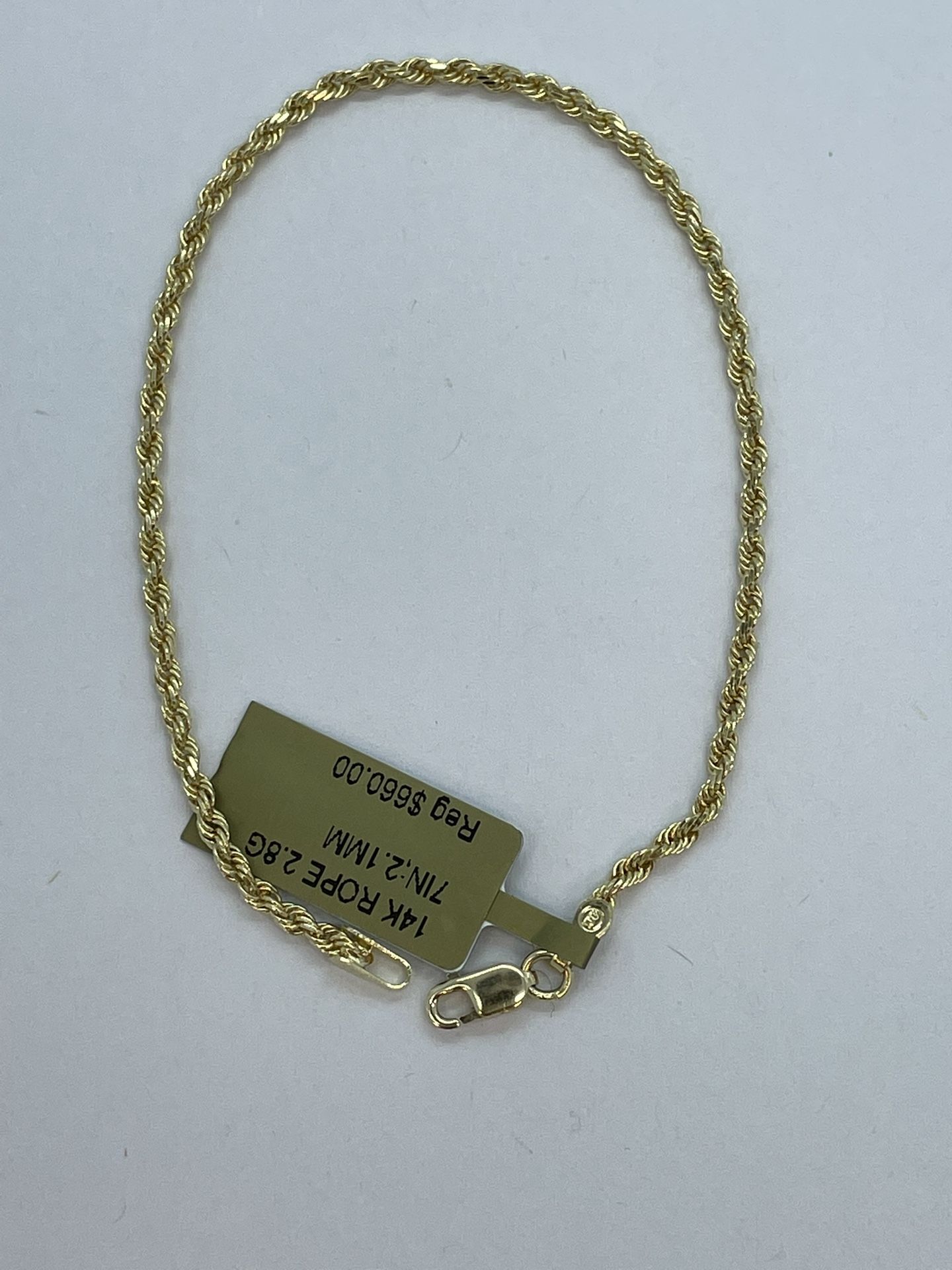14K Gold Rope Bracelet. New