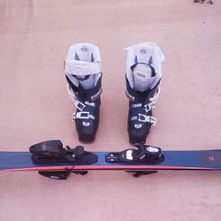 128 Cm Rossignol Skis + 24.5 Salomon Boots 