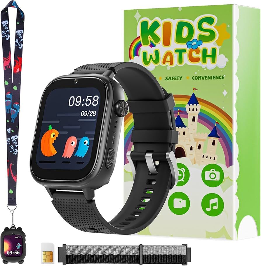 4G Kids Watch, Smart Watch for Kids with SIM Card, 47 Exciting Games, Two-Way Calling Feature, SOS Emergency Call Button Ideal for Kids Aged 3-12, Chi