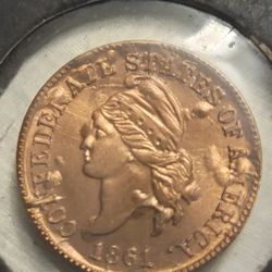 1861 Confederate One Cent Coin 