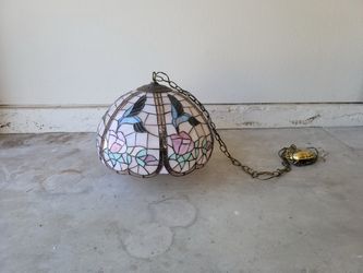 Vintage Tiffany Style Floral Stained Glass Hanging Light