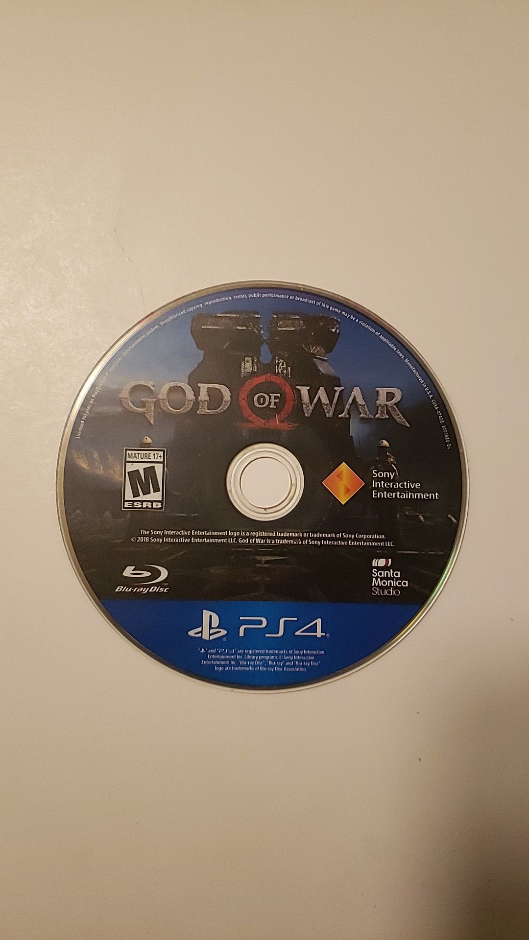 God of War PS4 video game disk only