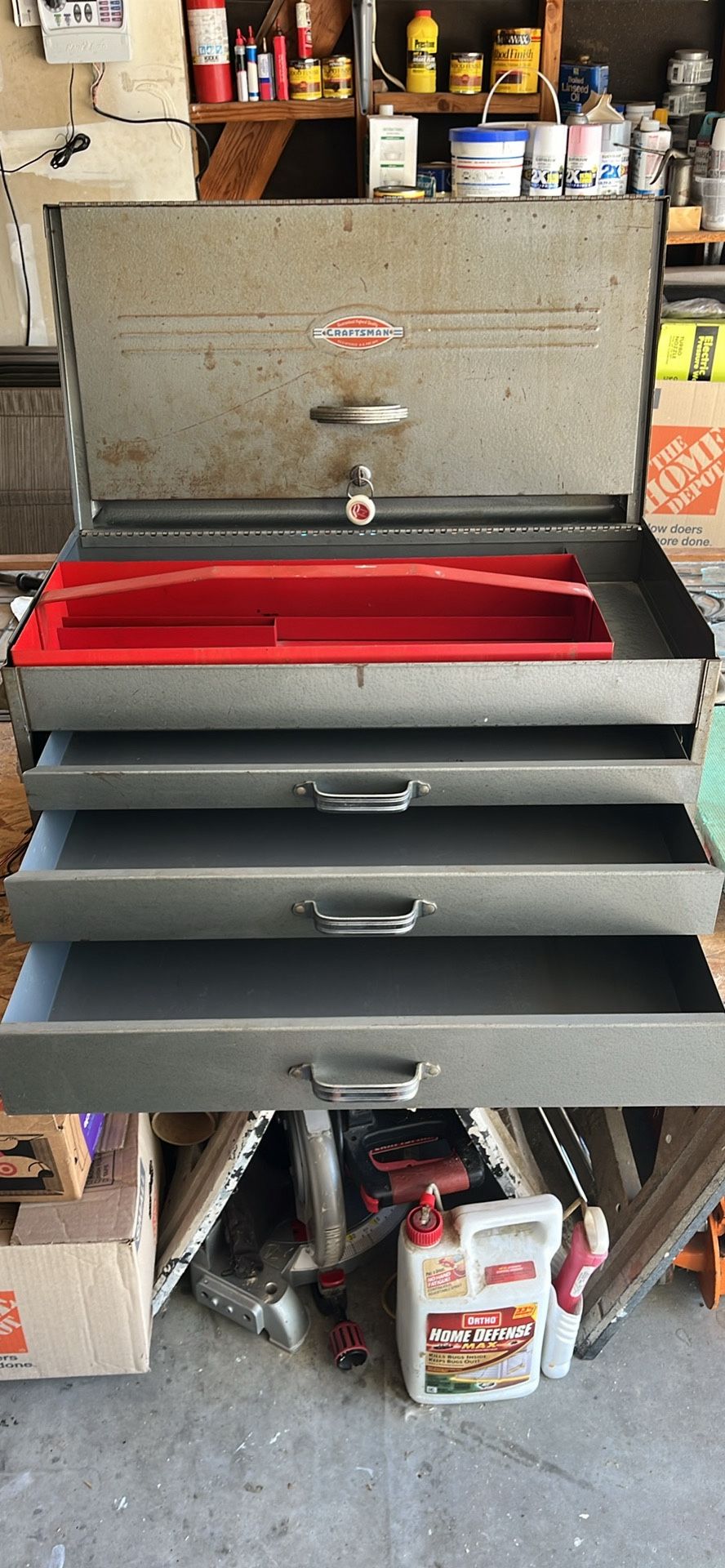 Vintage craftsman three drawer top box toolbox