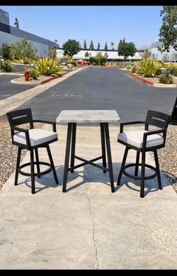 New 3 pieces Aluminum Outdoor Patio Bar Table and barstool Set