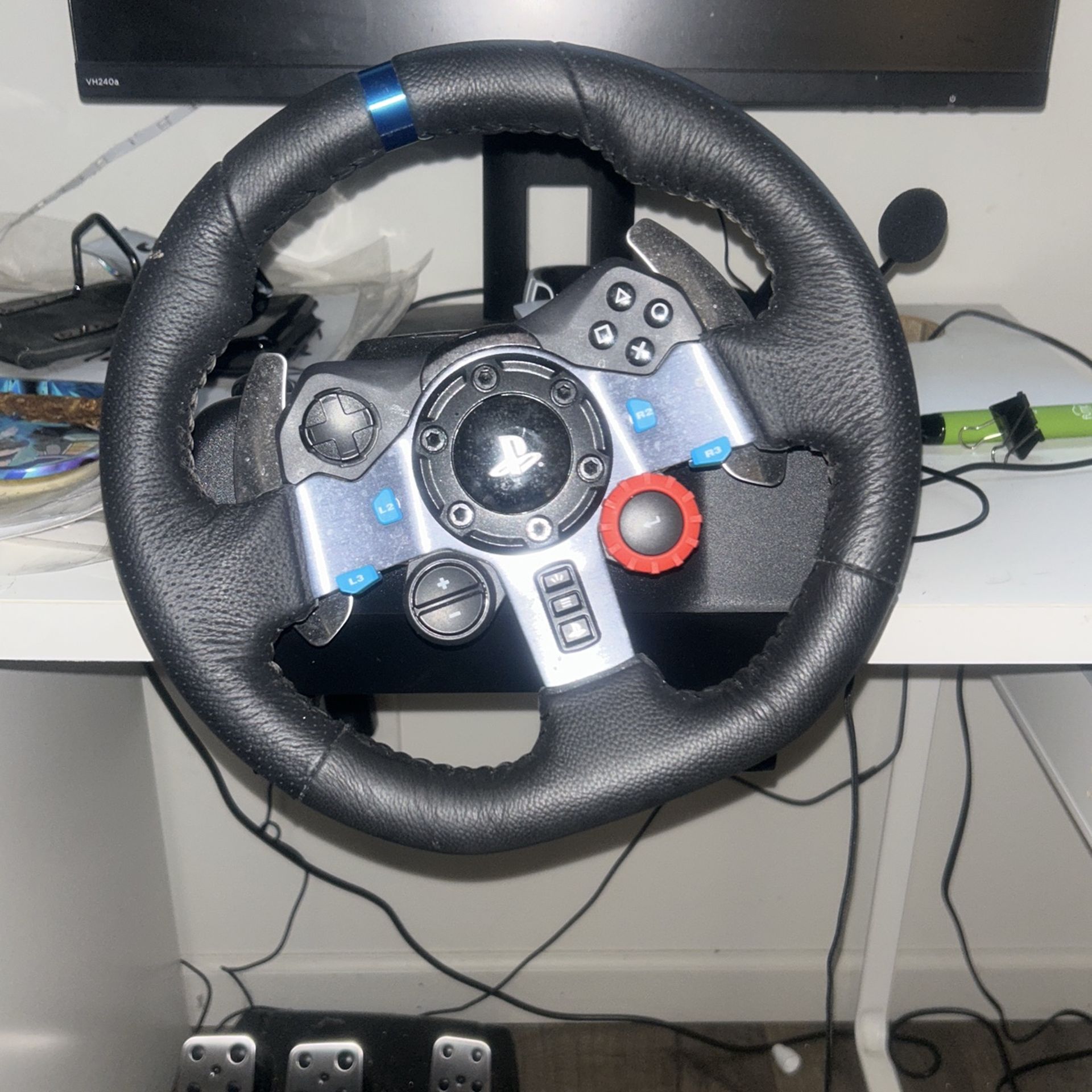 steering wheel and gas pedal
