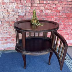 Antique Side Table With Removable Tray Solid Wood