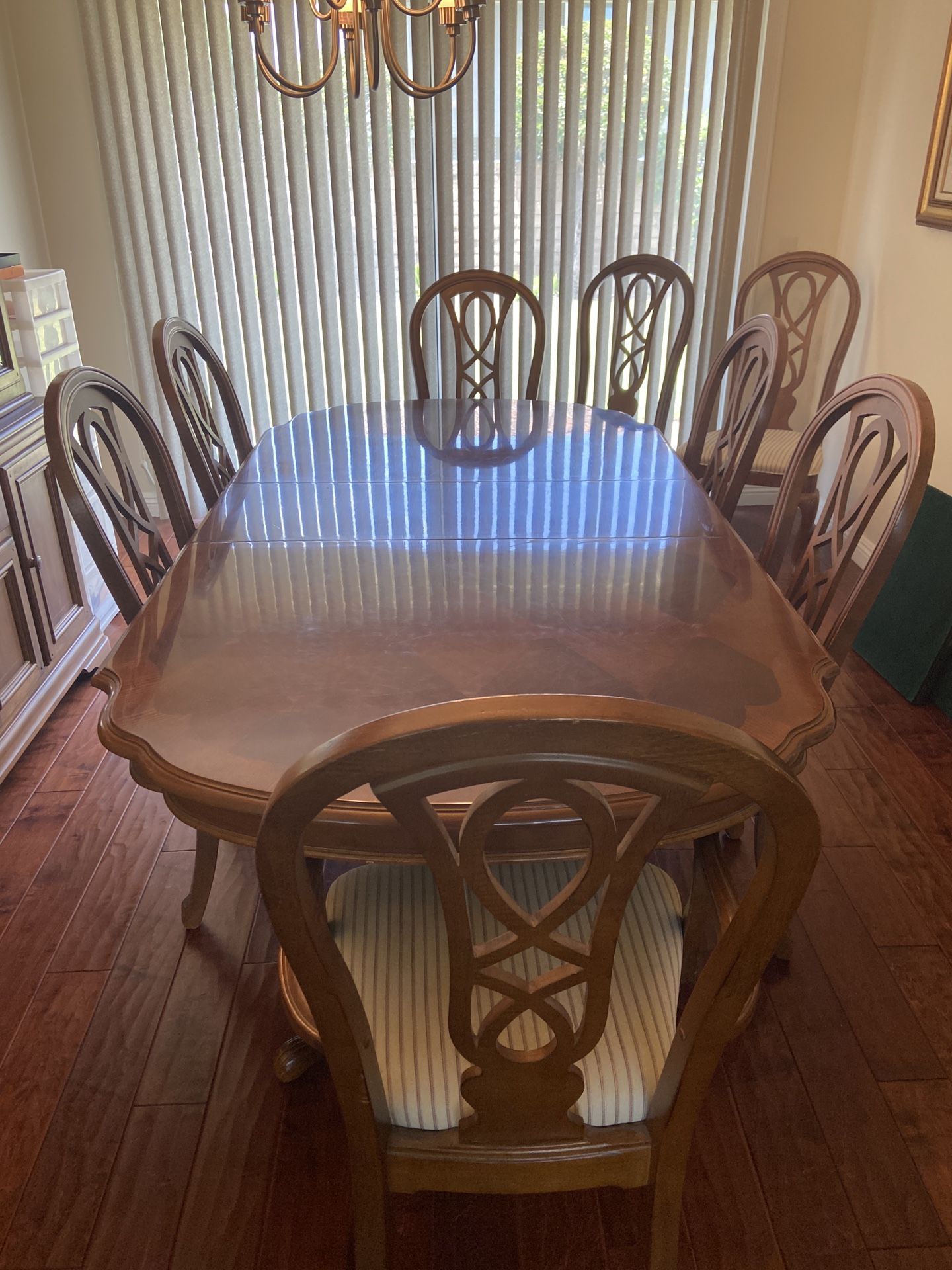 Solid Wood Dining Table With 8 Chairs