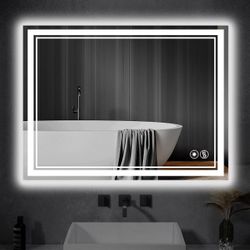 ·16x24 inch Bathroom Mirror with LED Light, Anti-Fog, Dimmable