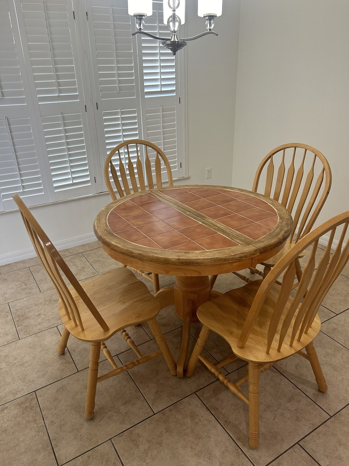 Wooden Tiled Kitchen Table Free With Chairs