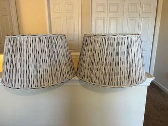 Pair of Large 18” Pleated Drum Lamp Shades – Ivory & Charcoal