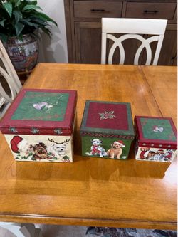 3 Matching, Nested Boxes with a sectioned tray in each (All fit in largest box)