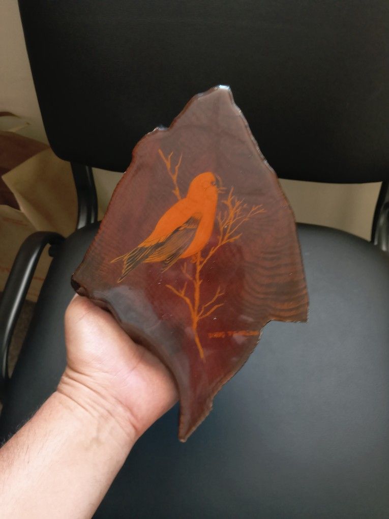 Vintage Handcrafted And Painted Beautiful Bird On Branch