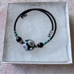 Vintage Murano lamp work glass beaded wrap bracelet 