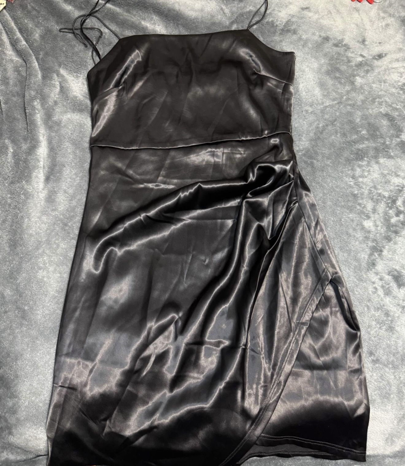 Akira Black Satin Slip Dress (Size: S)