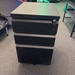 New 23.7”x17.2”x14.6” Black 3 Drawers Metal Filing Cabinet with Lock and Wheels File Cabinet Drawer 