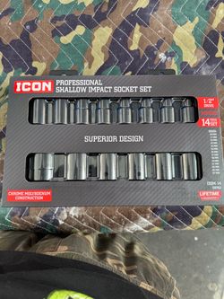 ICON 14-Piece 1/2" Drive Metric Shallow Impact Socket Set