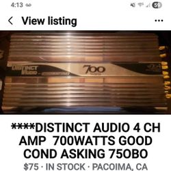 ****DISTINCT AUDIO 4 CH AMP USED ASKING 75..OBO***