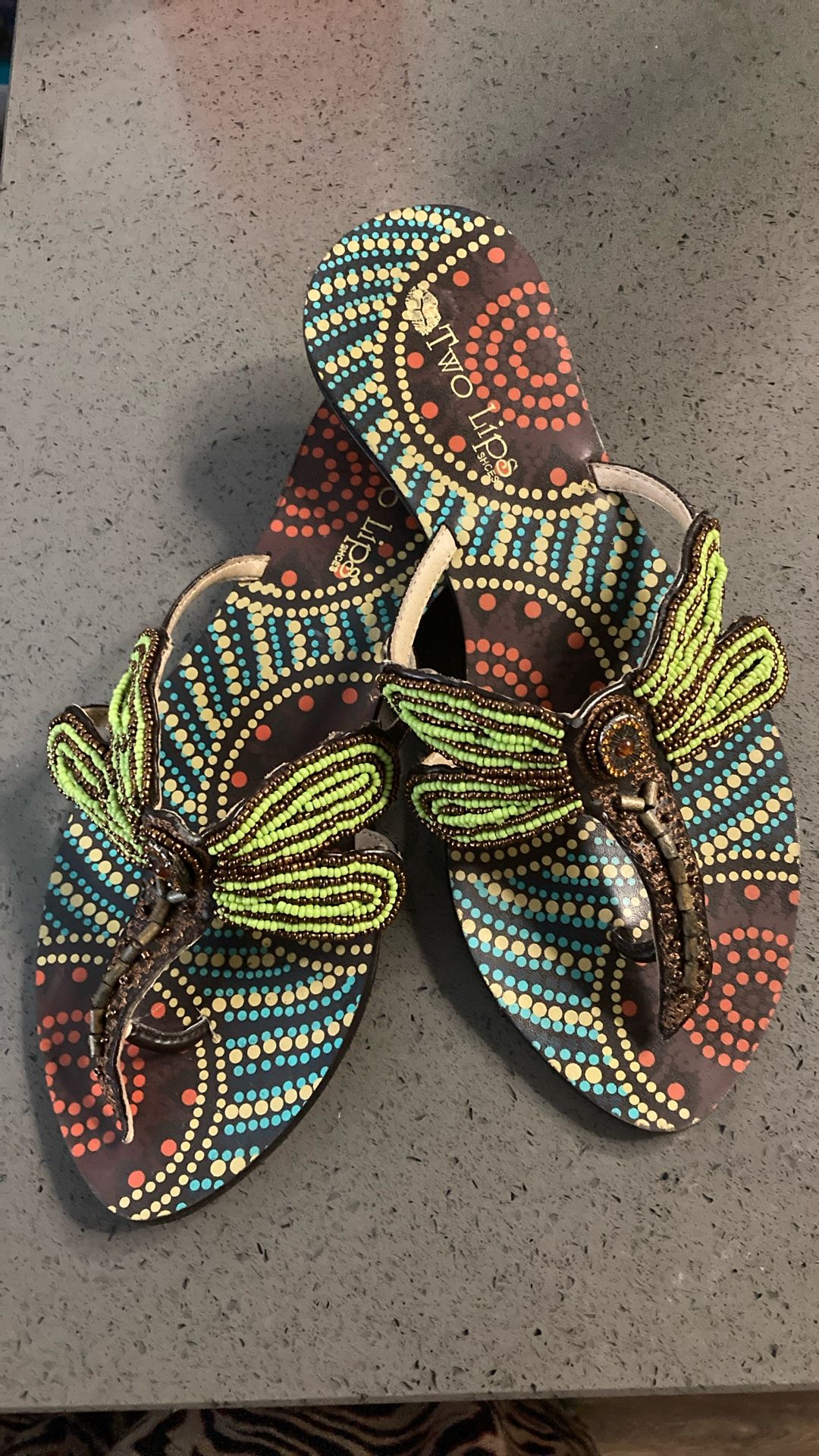 Two Lips Beaded Sandal , 7