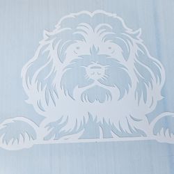 Peeking Cockapoo Fluffy Small Dog Vinyl Peeker Sticker Decal