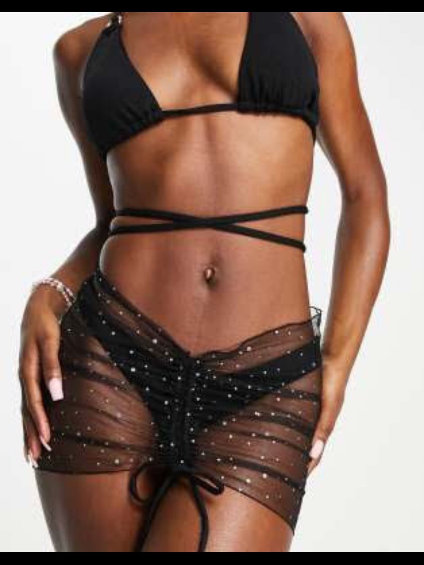 🔥NWT $58 Love & Other Things 3-piece Black Bikini Set -M