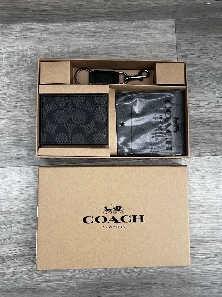 COACH 3-IN-1 WALLET GIFT SET BLACK/OXBLOOD | SAME DAY SHIPPING ✅ NEW IN BOX