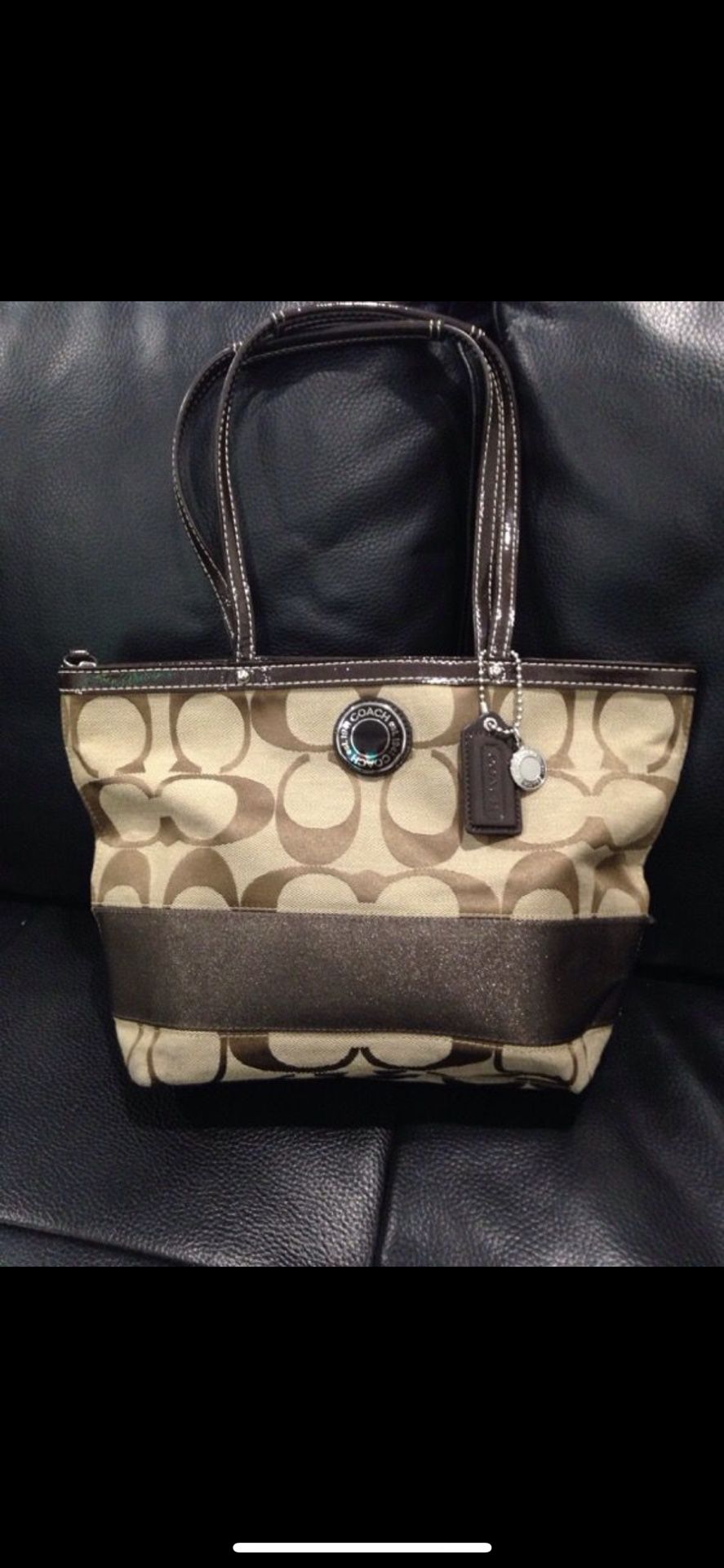Coach Purse/ Handbag F19046 Signature Stripe Bag. Practically Brand New