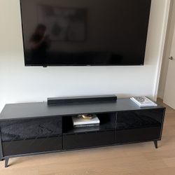 Modern Black Lacquer TV Console For Sale