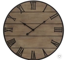 23" Brown Wood With Metal Numbers Wall Clock Light Brown - Threshold™