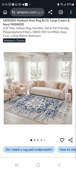 Rug 8x10, Large Cream & Navy