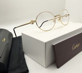 Cartier Saint Honore 24K Gold/Clear Wire Buffs Buffalo Horn Glasses