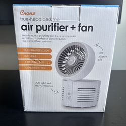 Crane 2-in-1 Air Purifier and Desk Top Fan, White, Standard, (EE-5073)