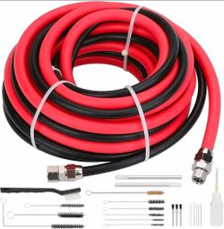 Ancimoon 25FT Air and Fluid Hose Assembly Set, 5/16’’ ID Air Paint Hose with 3/8’’ NPS Fitting, 1/4’’ ID Fluid Paint Hose with 1/4’’ NPS Fitting, 22PC