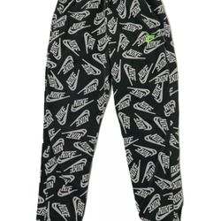 Nike Jogger Drawstring Sweatpants Kid Youth Size XL Logo All Over Print Gray